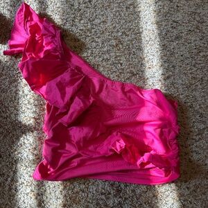 Pink Flowy Off the Shoulder Crop Top